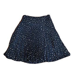 ANN TAYLOR Blue White Dots Dotted Pleated Side Zip Skirt Womens Size 2